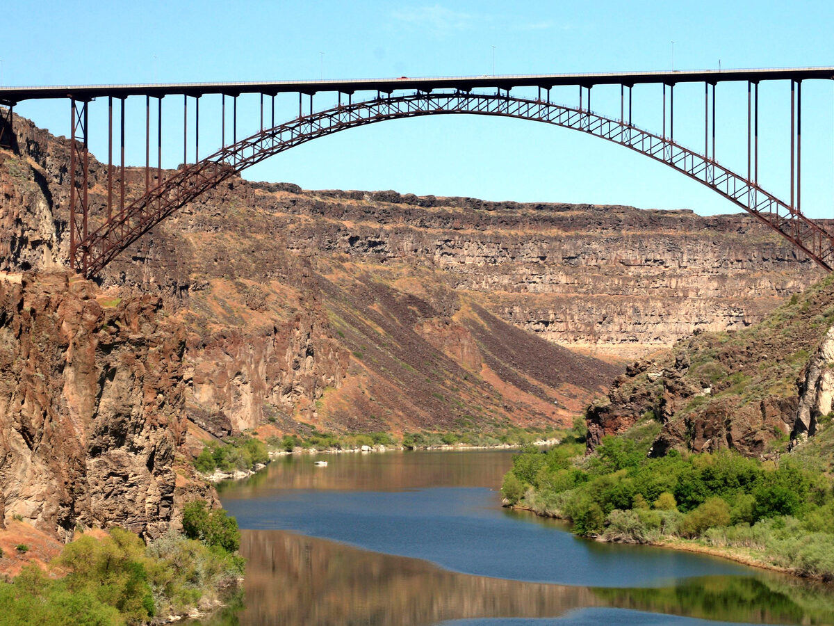 The Perrine Bridge arching high above the Snake River Canyon